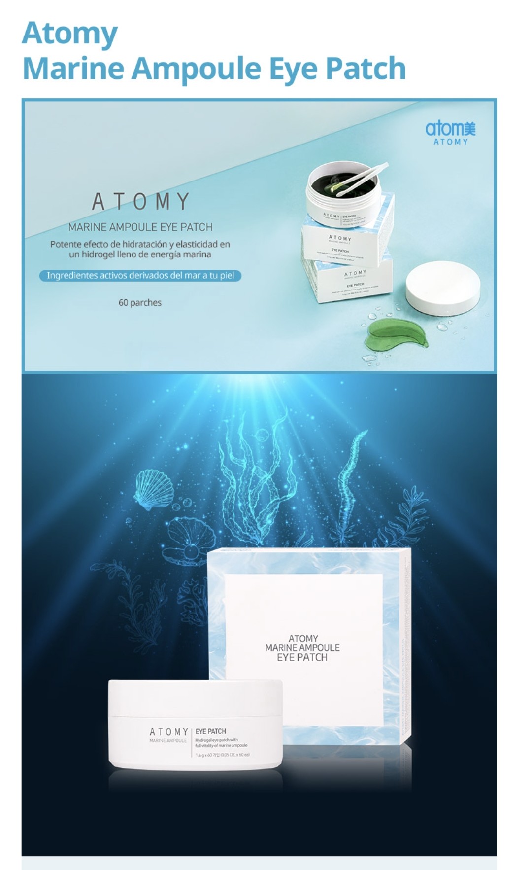 Parches ojos algas marinas